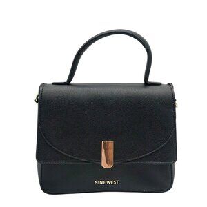 Nine West Black Faux Leather Kinsley Mini Crossbody Bag